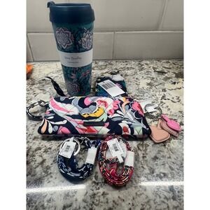 Vera Bradley Bundle Set‎ Travel Mug, Wallet, ID Case, Keychain, Lanyard NEW